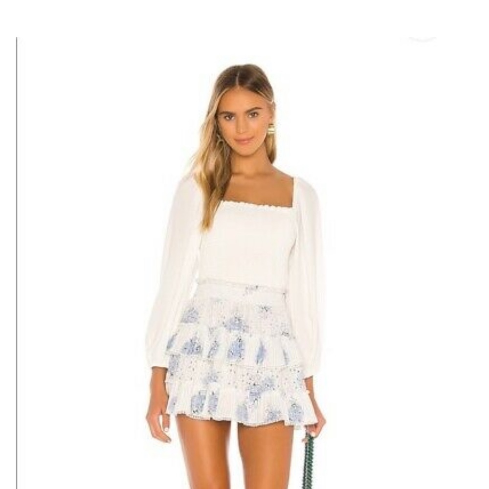 NWOT Loveshackfancy bliss mini skirt morning mist
